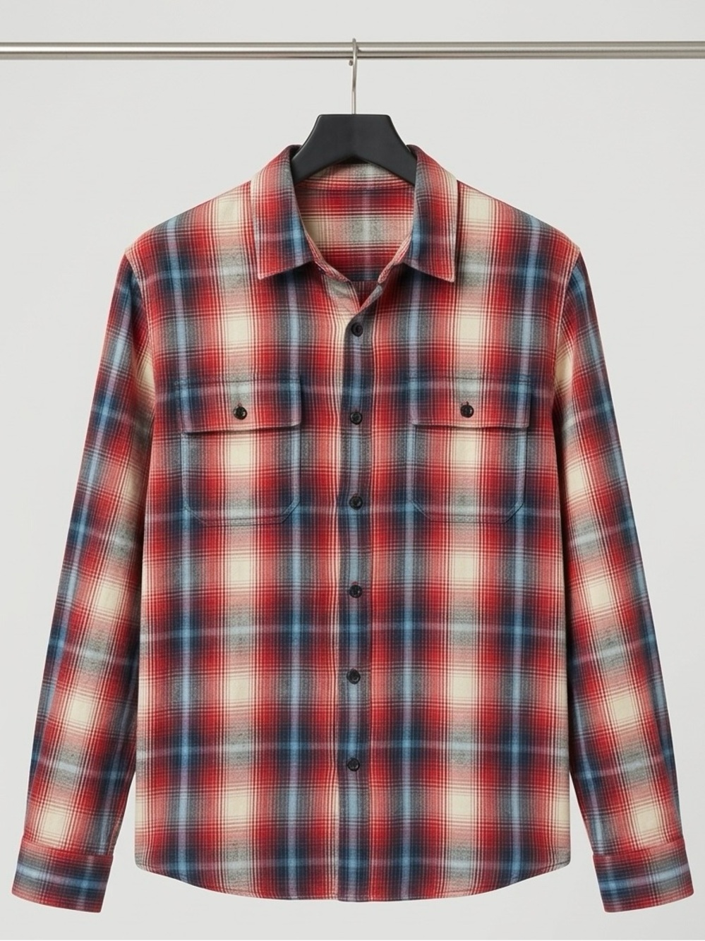 Frame Men’s Classic Plaid Flannel Double Pocket Button-Down Shirt size small